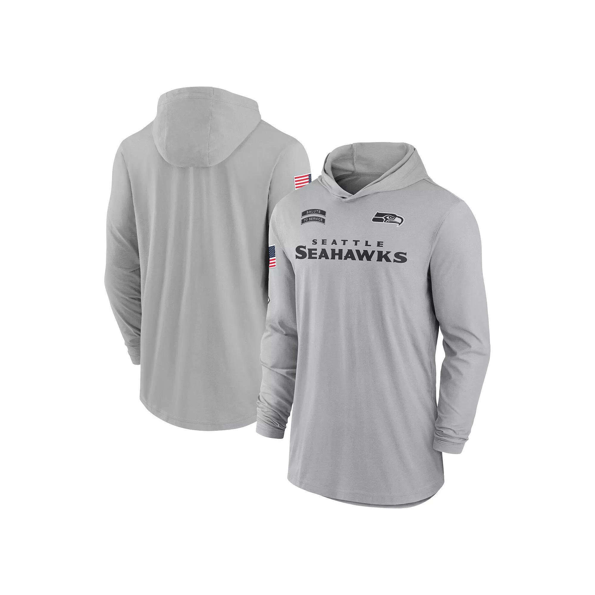 Men's Nike Gray Seattle Seahawks 2024 Salute to Service Lightweight Performance Long Sleeve Hooded T-Shirt, Size: 3XL, Grey Product Image