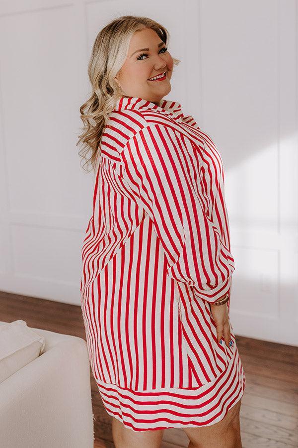 Charleston Charm Stripe Mini Dress in Rose Curves Product Image