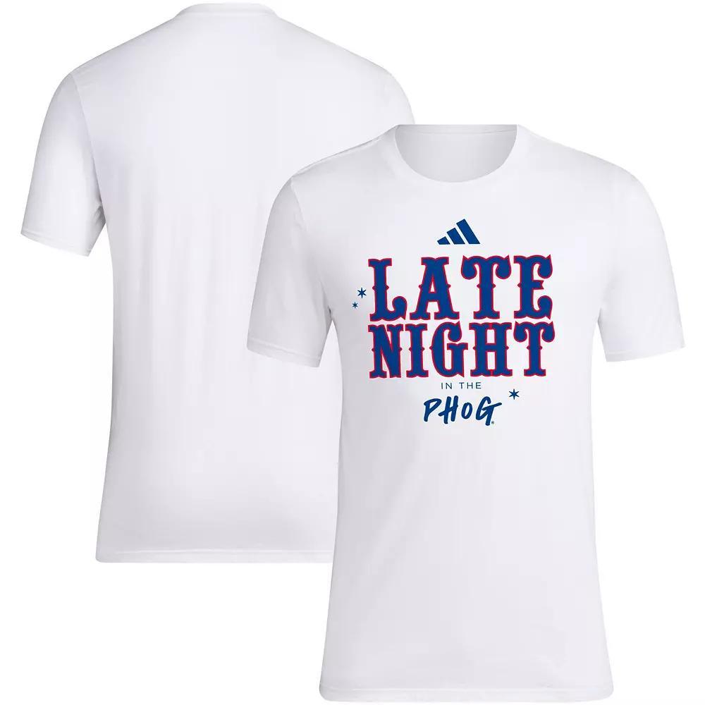 Men's adidas White Kansas Jayhawks Late Night in the Phog T-Shirt, Size: XL Product Image