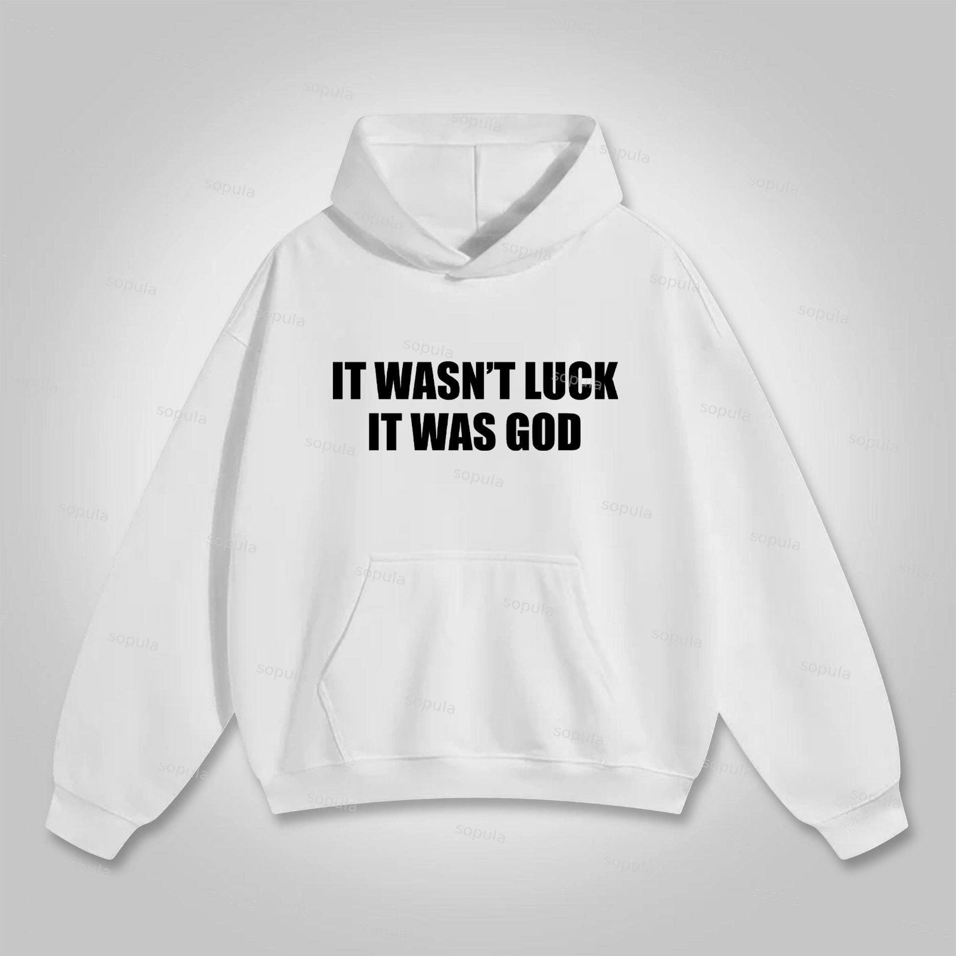 Sopula It Wasn't Luck It Was God Sogan Graphic Pocket Hoodie Product Image
