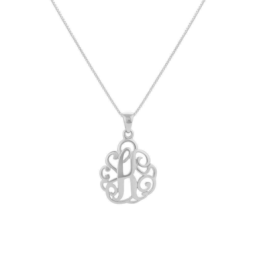 PRIMROSE Sterling Silver Monogram Initial Pendant Necklace, Women's, Size: 18", Silver Tone L Product Image
