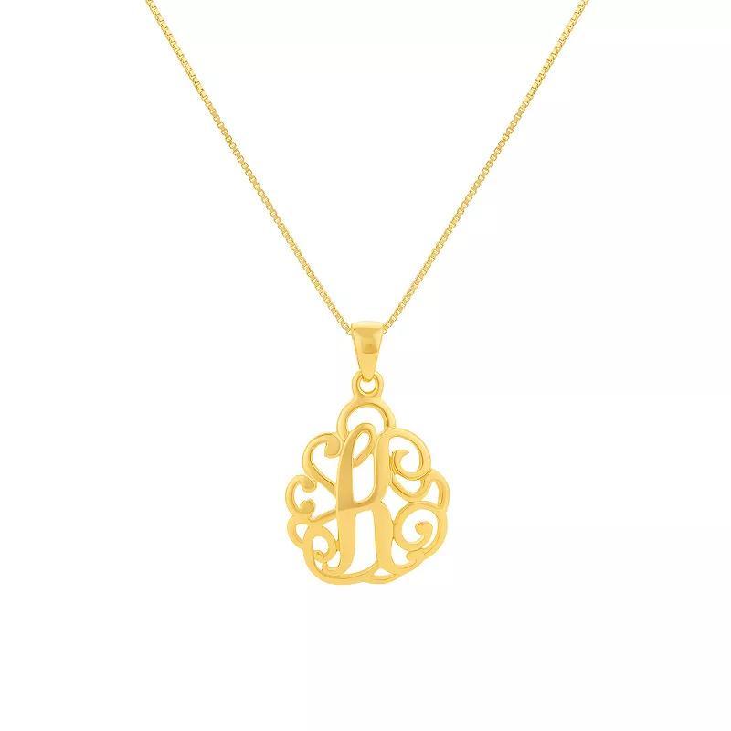 PRIMROSE Sterling Silver Monogram Initial Pendant Necklace, Women's, Size: 18", Gold Tone T Product Image