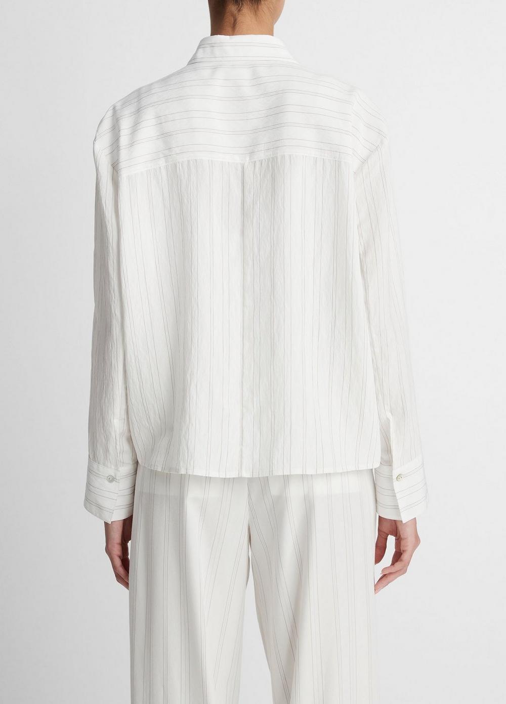 Womens Striped Boxy Cropped Shirt, Pampas Stripe, Size XL Vince Product Image