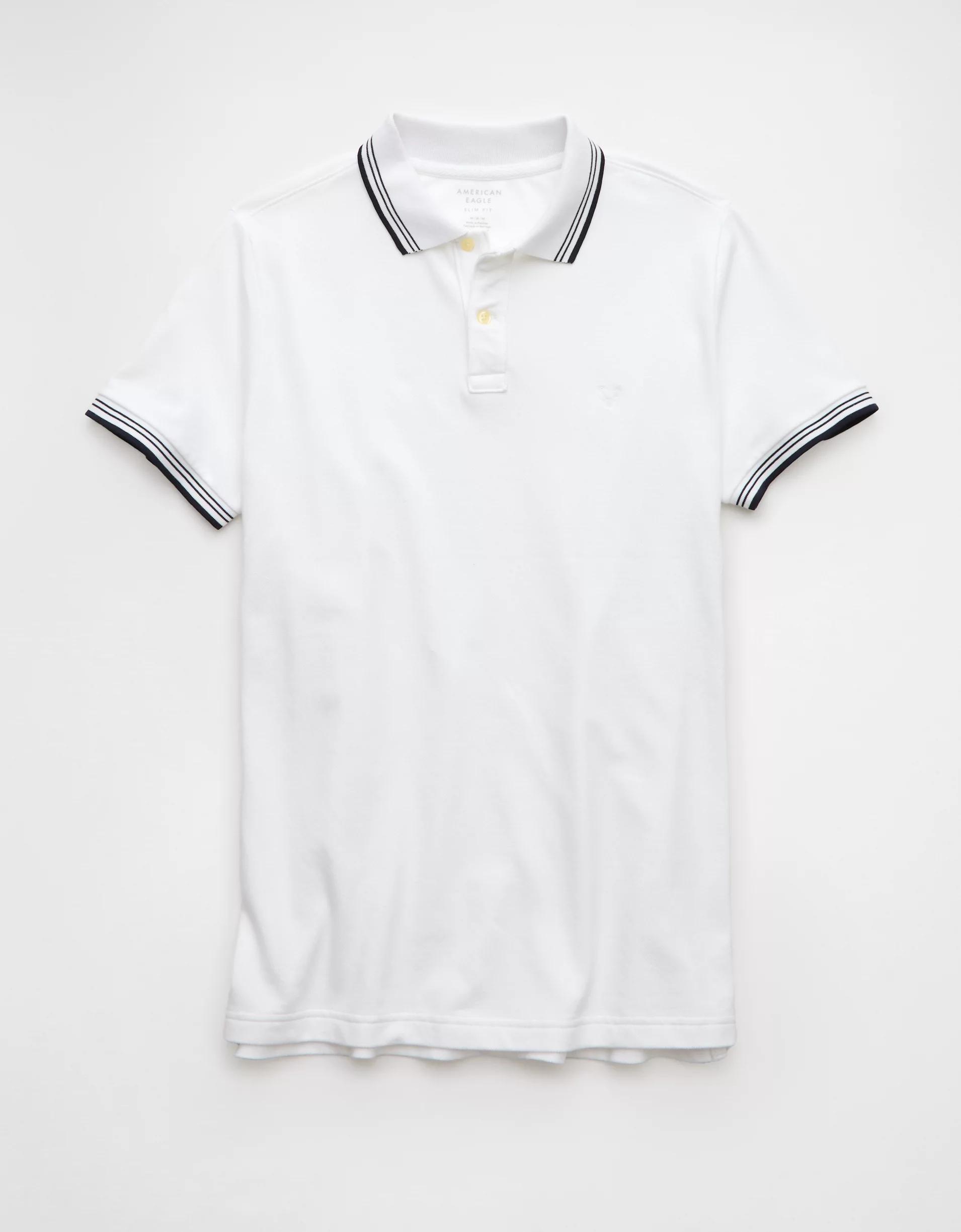 AE Lived-In Stretch Pique Slim Fit Tipped Polo Shirt Product Image