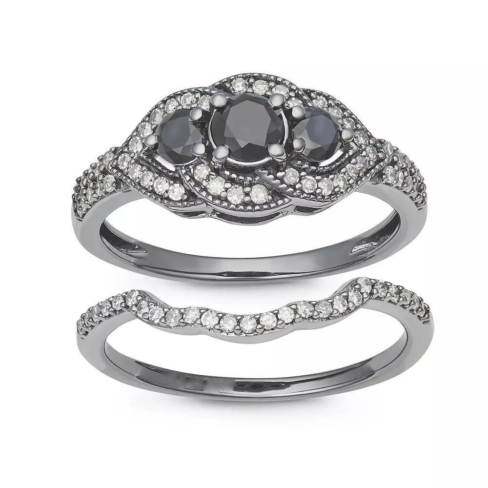 HDI 1 Carat T.W. Black Diamond Ring, Women's, Size: 5, 10k White Gold Product Image