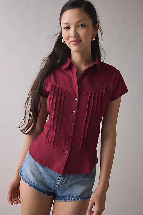 Motel Wilmot Cotton Poplin Pintuck Button-Down Shirt Womens at Urban Outfitters Product Image