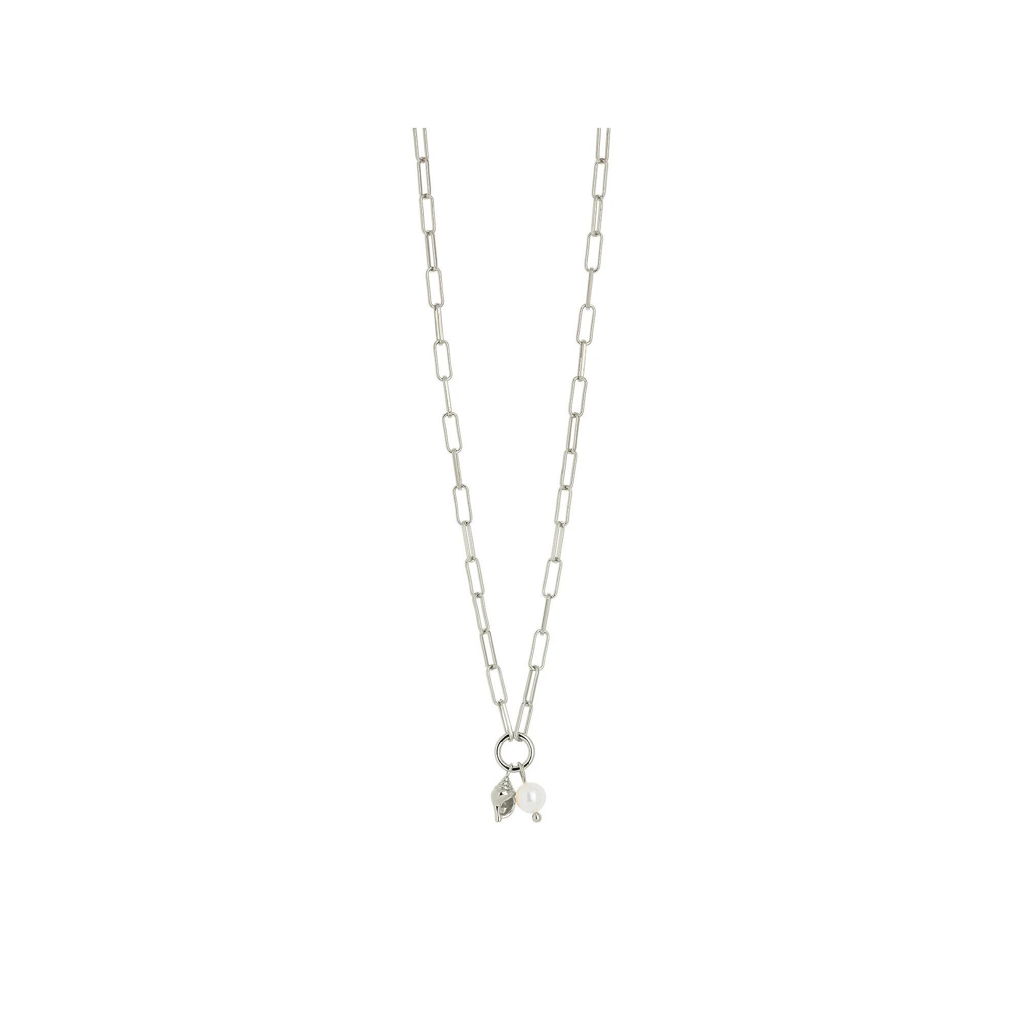 MC Collective Shell Pearl & Seashell Charm Necklace, Women's, Size: 16", Silver Tone Product Image