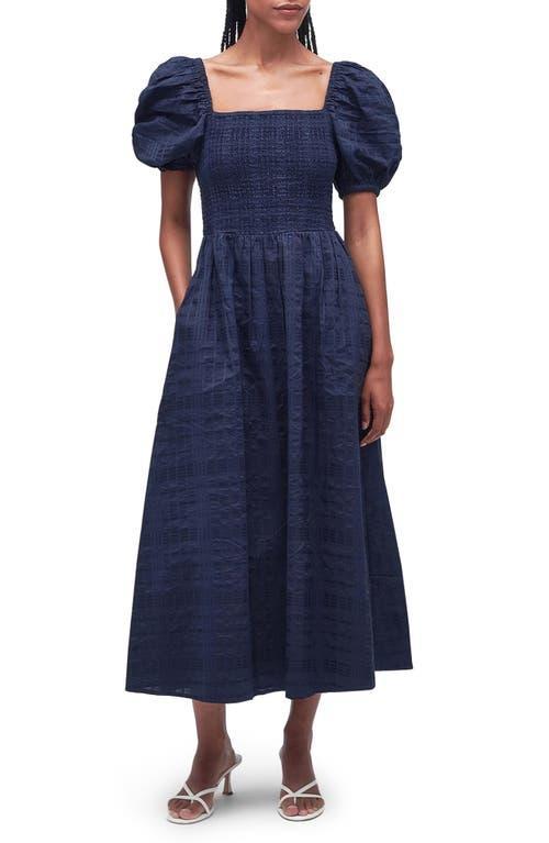 Womens Macy Checkered Cotton Midi-Dress Product Image