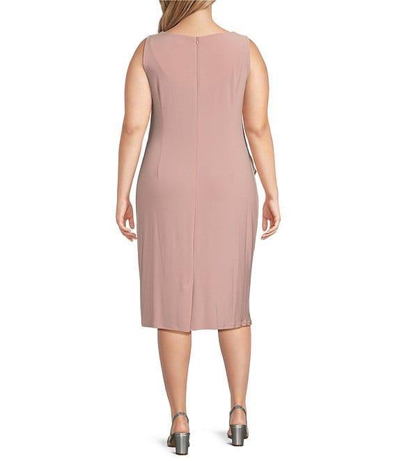 Le Bos Plus Size 3/4 Sleeve Crew Neck Embroidered 2-Piece Jacket Dress Product Image