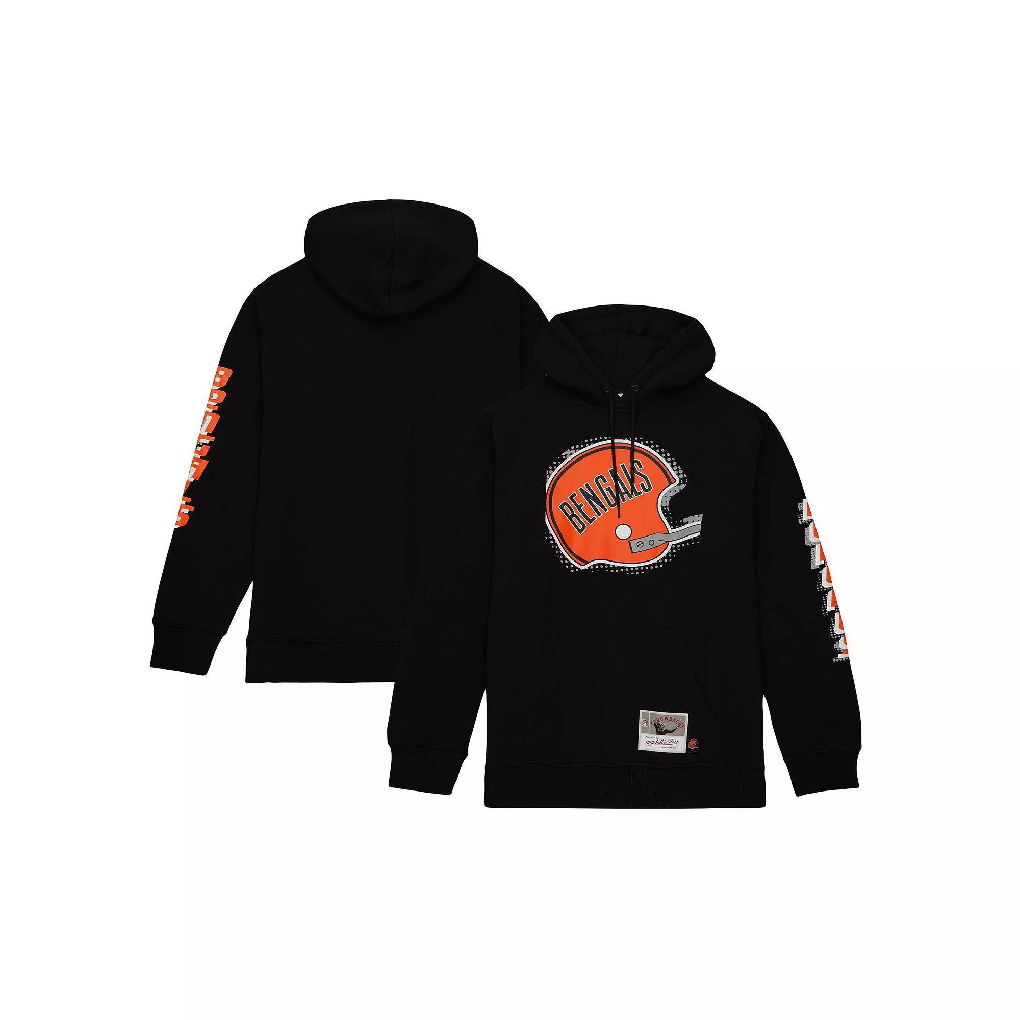 Men's Mitchell & Ness Black Cincinnati Bengals Gridiron Classics Big Face 7.0 Pullover Hoodie, Size: Medium Product Image