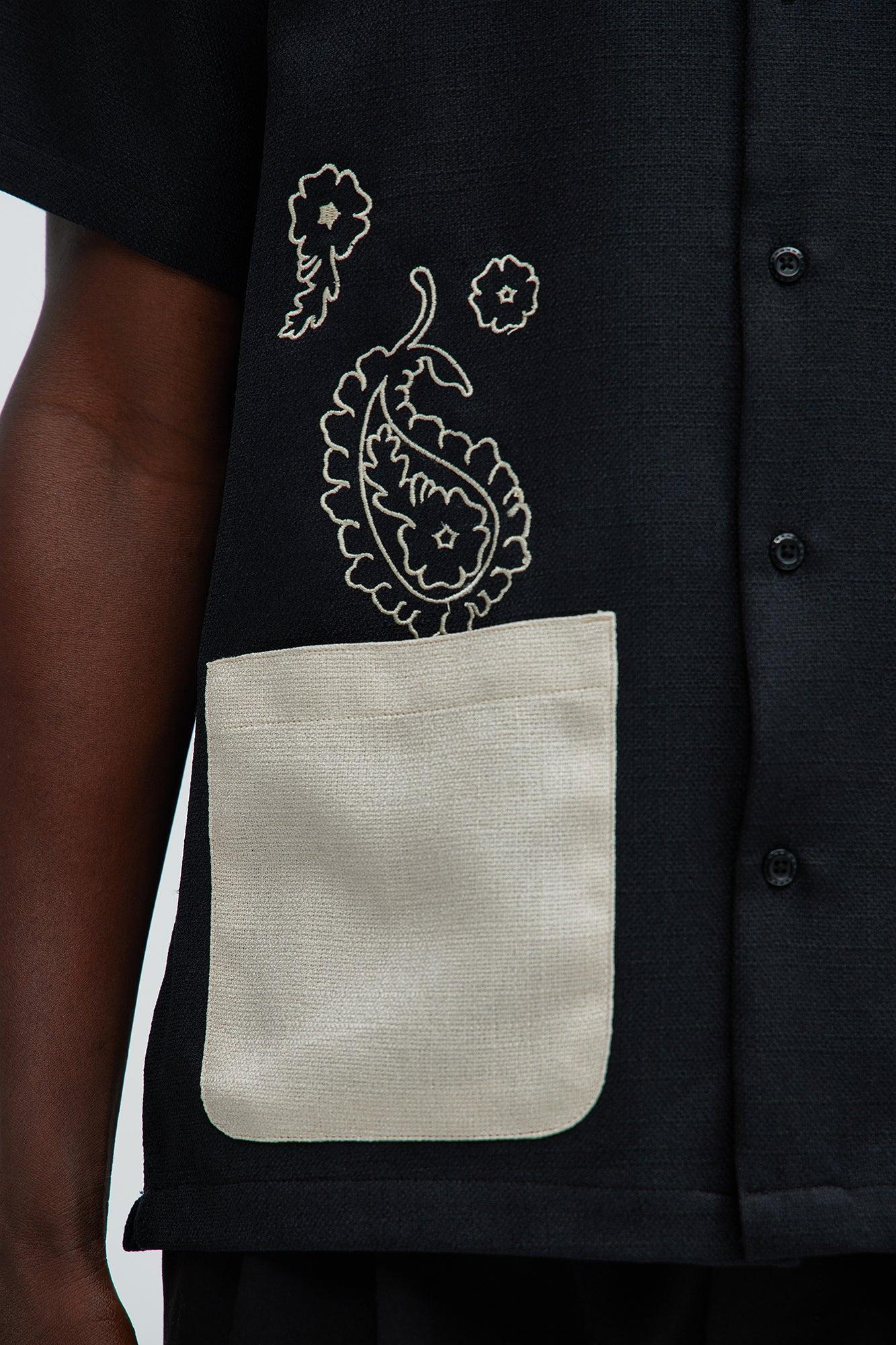 Paisley Embroidered Shirt - Black/combo Product Image