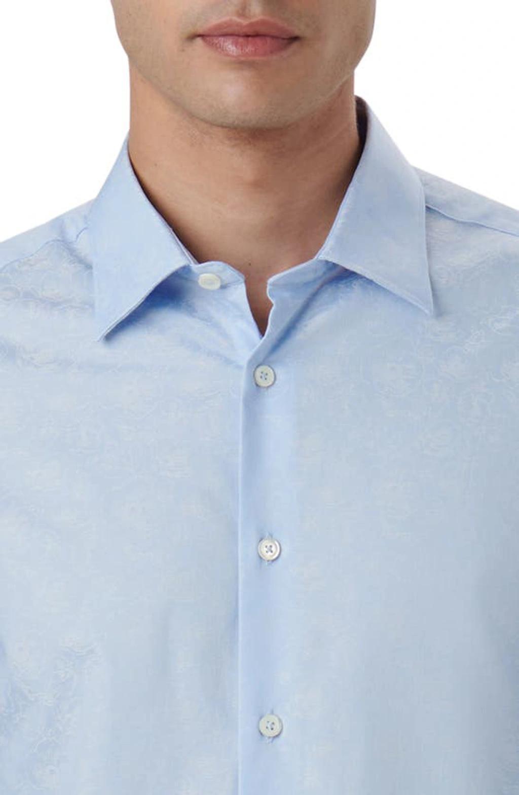 BUGATCHI Julian Shaped Fit Print Button-up Shirt In Air-blue Product Image