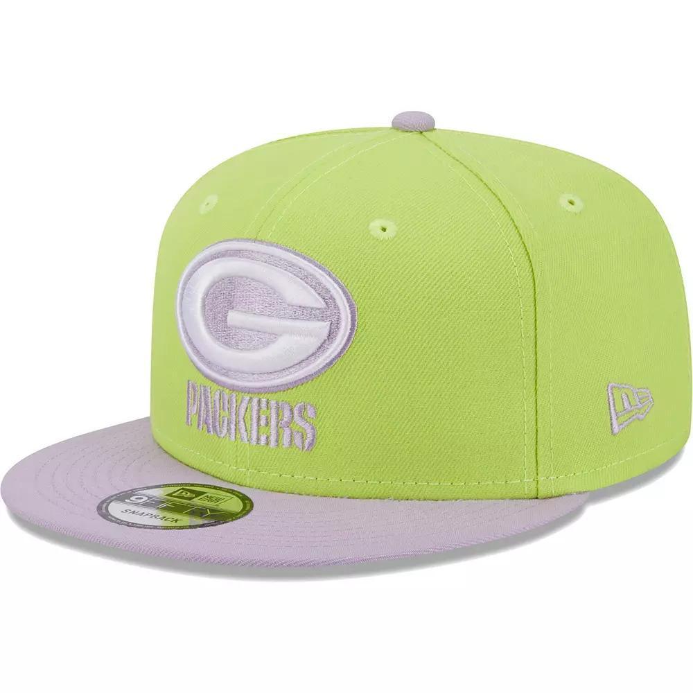 Men's New Era Neon Green/Lavender Green Bay Packers Two-Tone Color Pack 9FIFTY Snapback Hat, Brt Gr Product Image