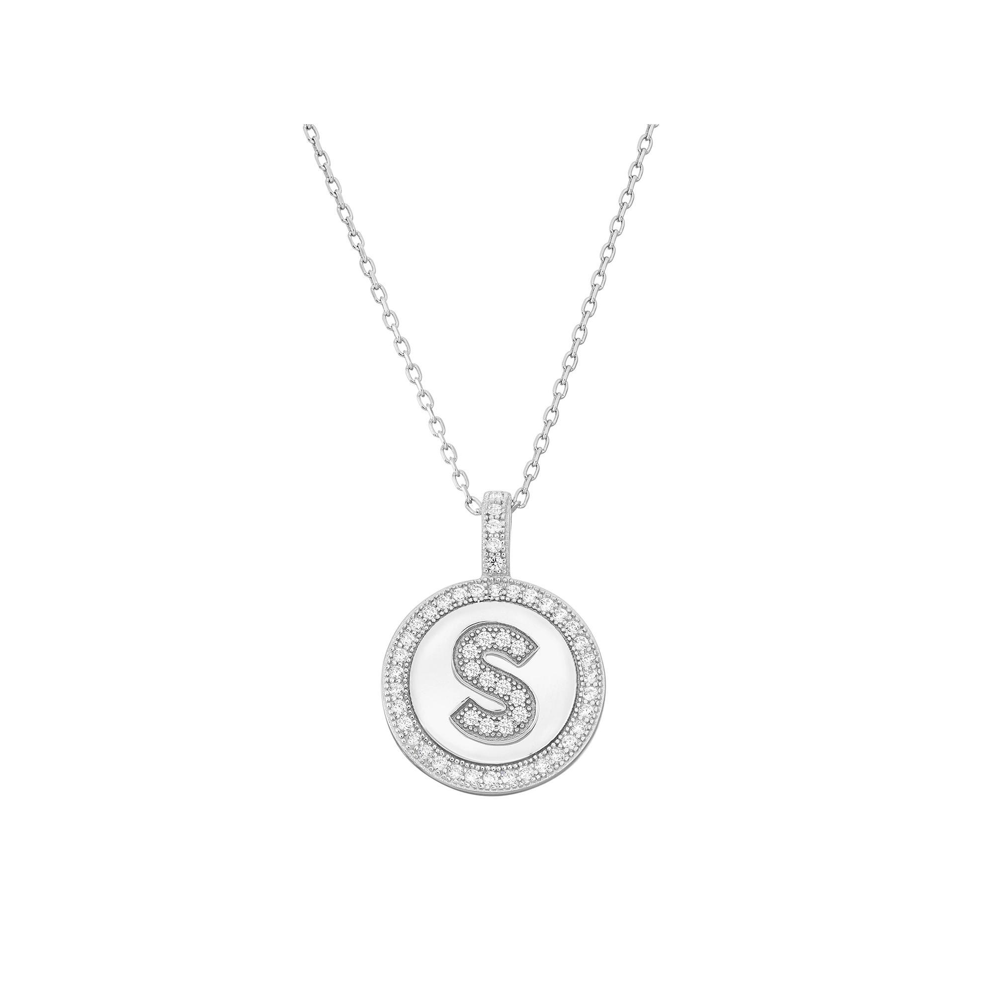 Sterling Silver Cubic Zirconia Initial Pendant Necklace, Women's, Size: 18" Product Image