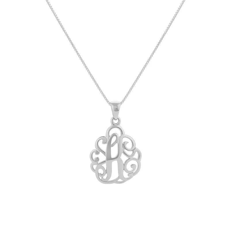 PRIMROSE Sterling Silver Monogram Initial Pendant Necklace, Women's, Size: 18", Silver Tone L Product Image