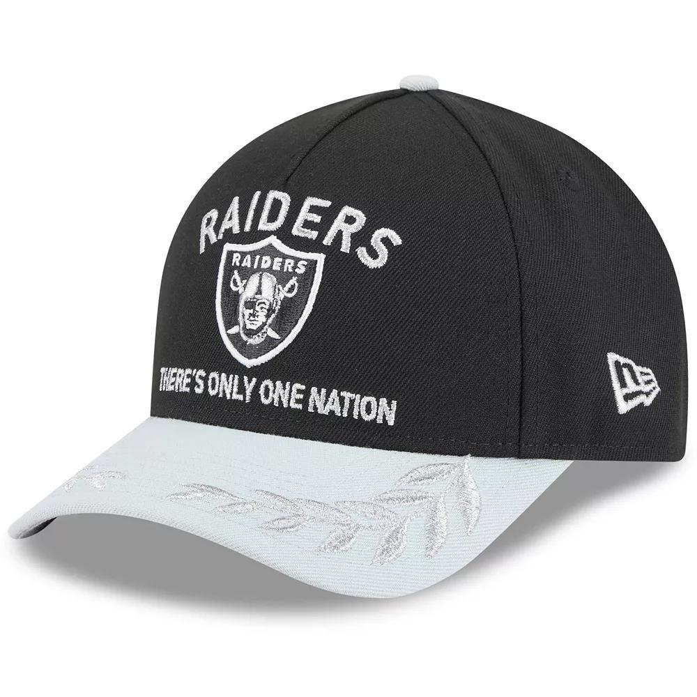 Men's New Era Black/Silver Las Vegas Raiders 2025 NFL Draft 9FORTY A-Frame M-Crown Adjustable Hat, Lvr Black Product Image