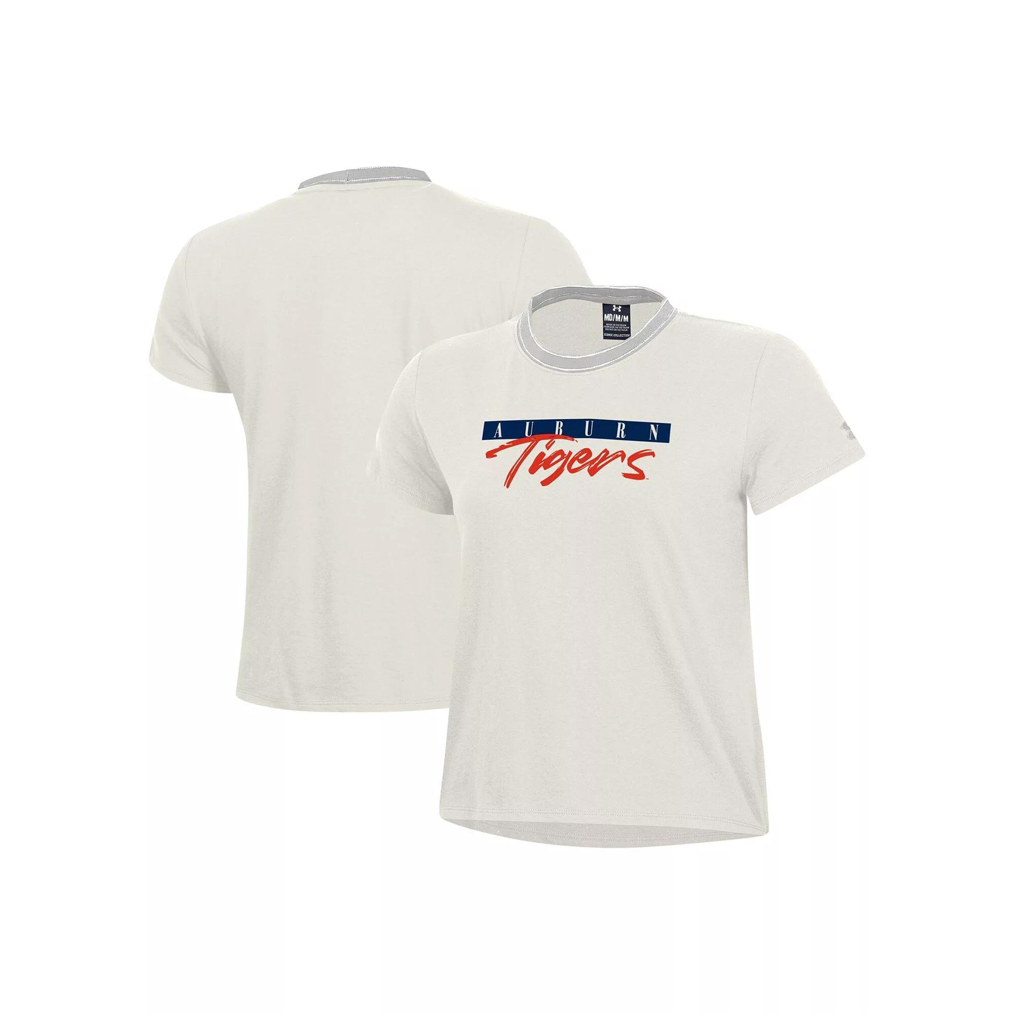 Women's Under Armour White Auburn Tigers Iconic T-Shirt, Size: 2XL, Beige Product Image