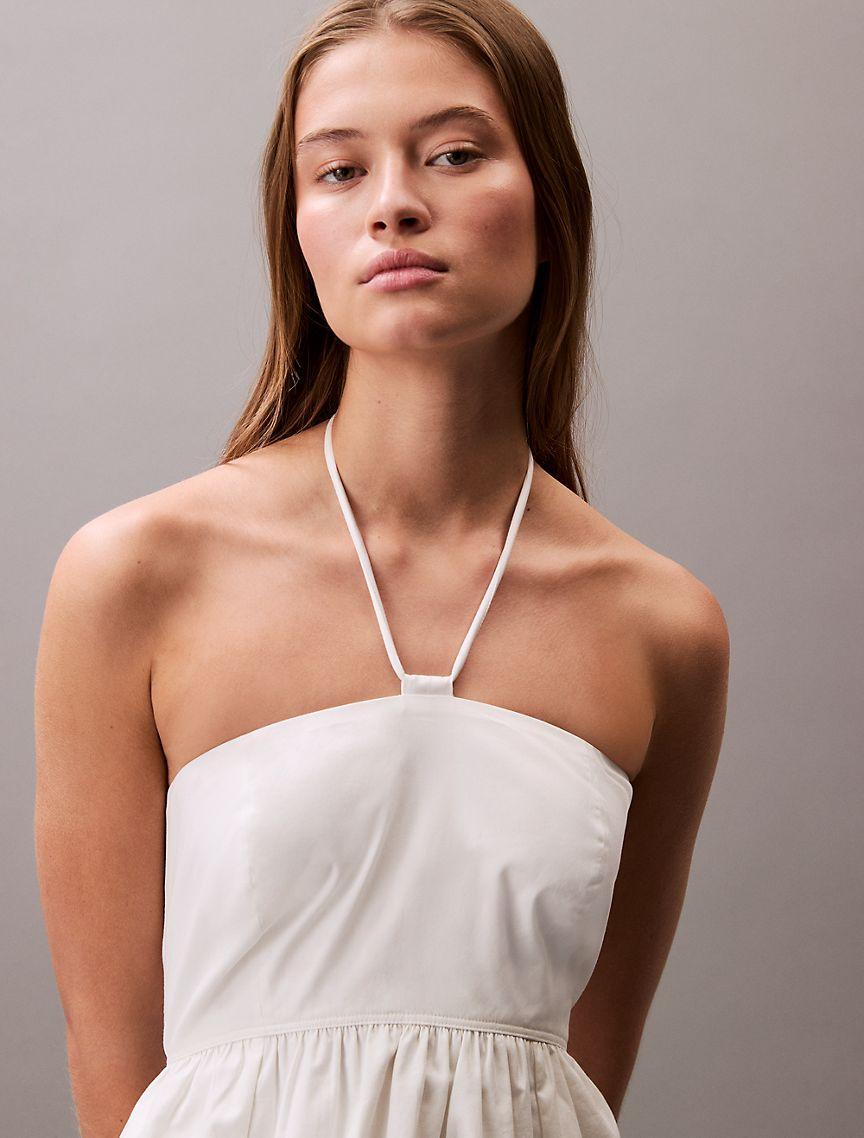 Cotton Twill Halter Midi Dress Product Image