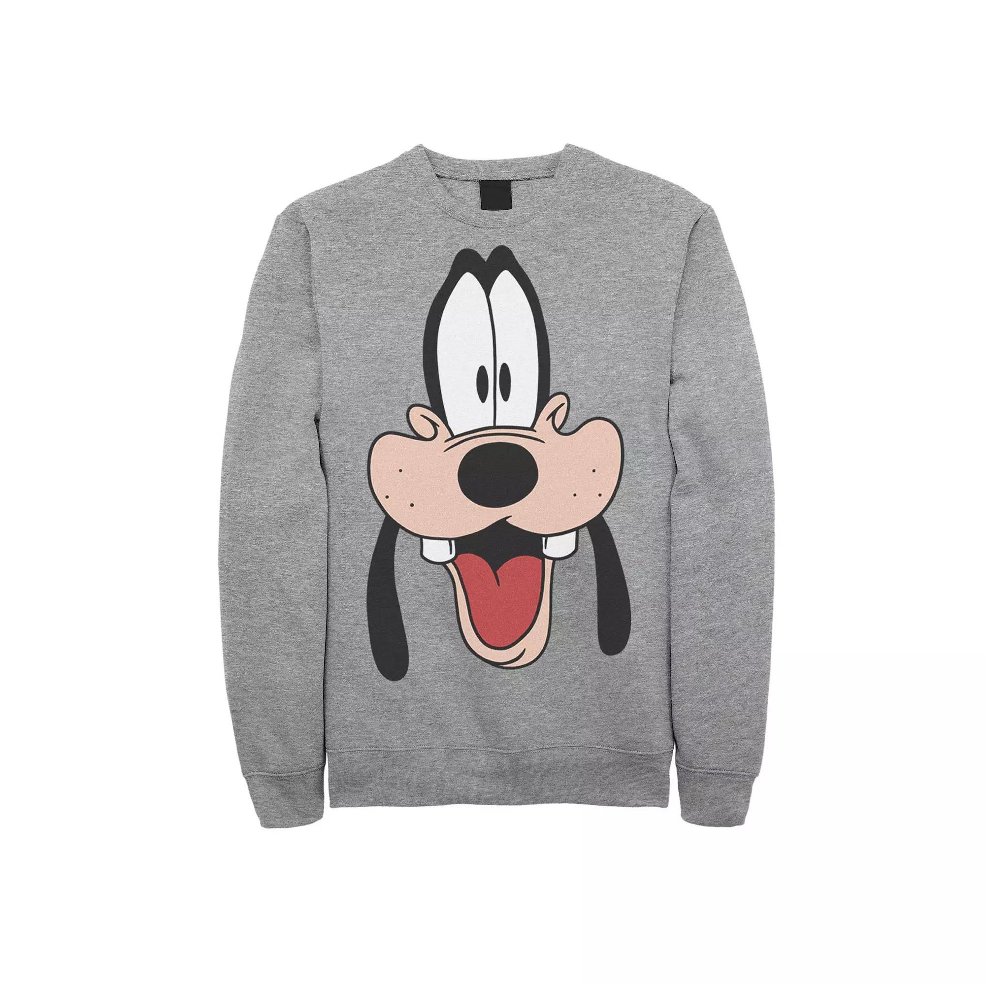 Disney's A Goofy Movie Men's Goofy Big Face Sweatshirt, Size: Medium, Athletic Grey Product Image