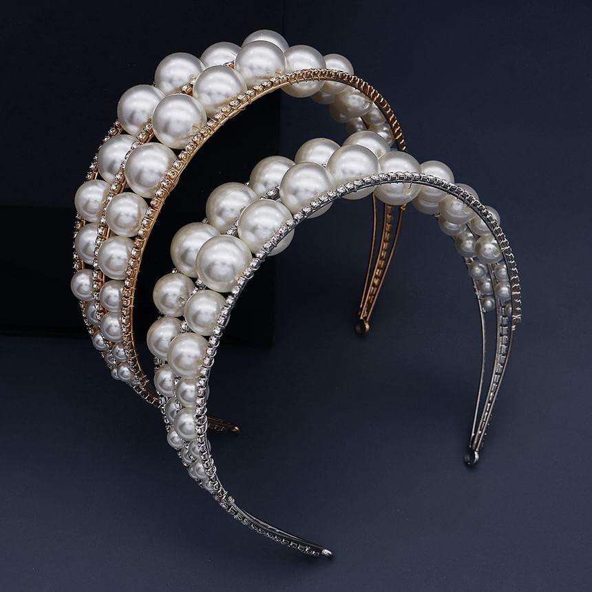 Faux Pearl & Rhinestone Layered Headpiece Product Image