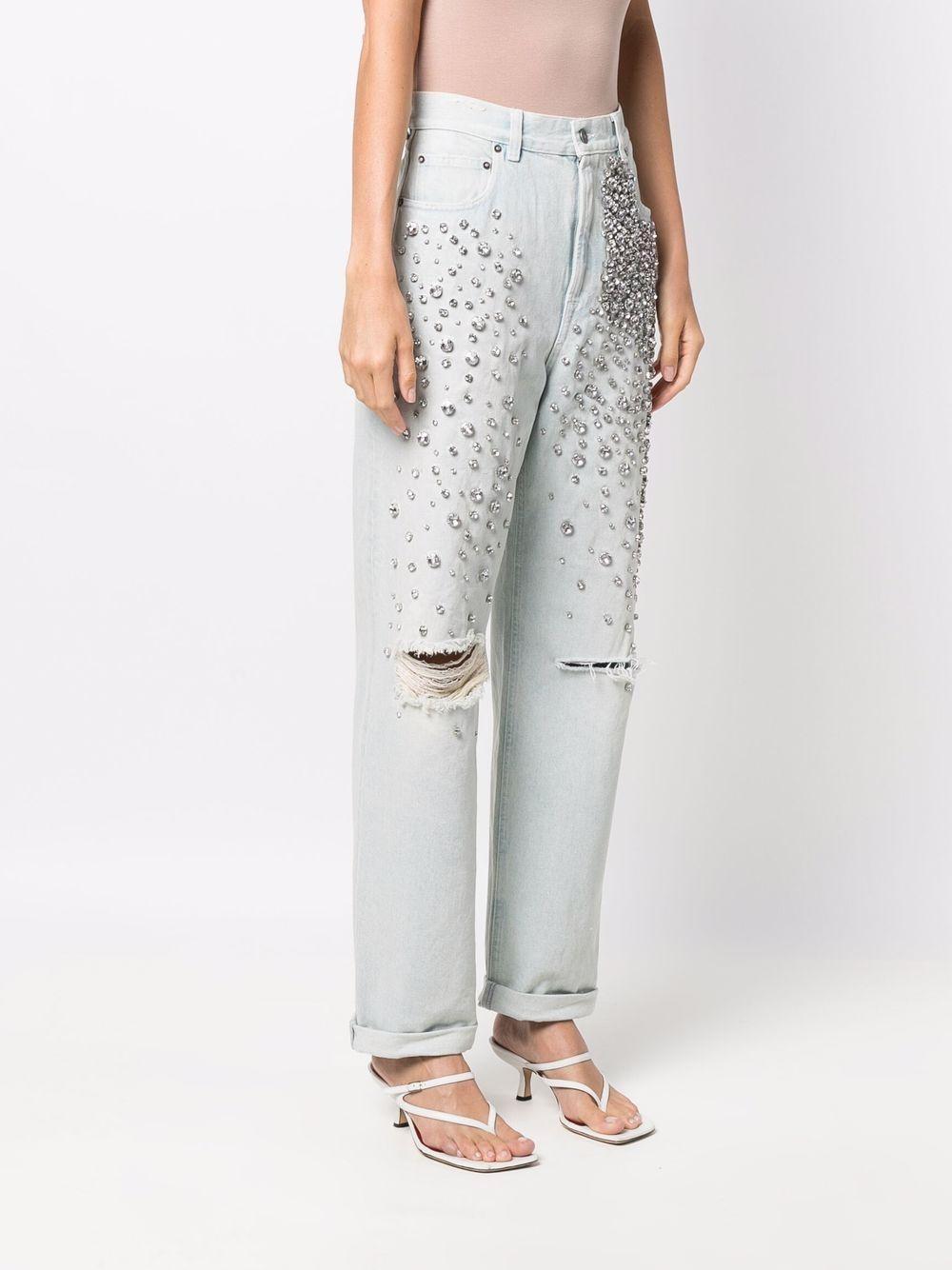 Kim cabochon-crystal bleached jeans Product Image