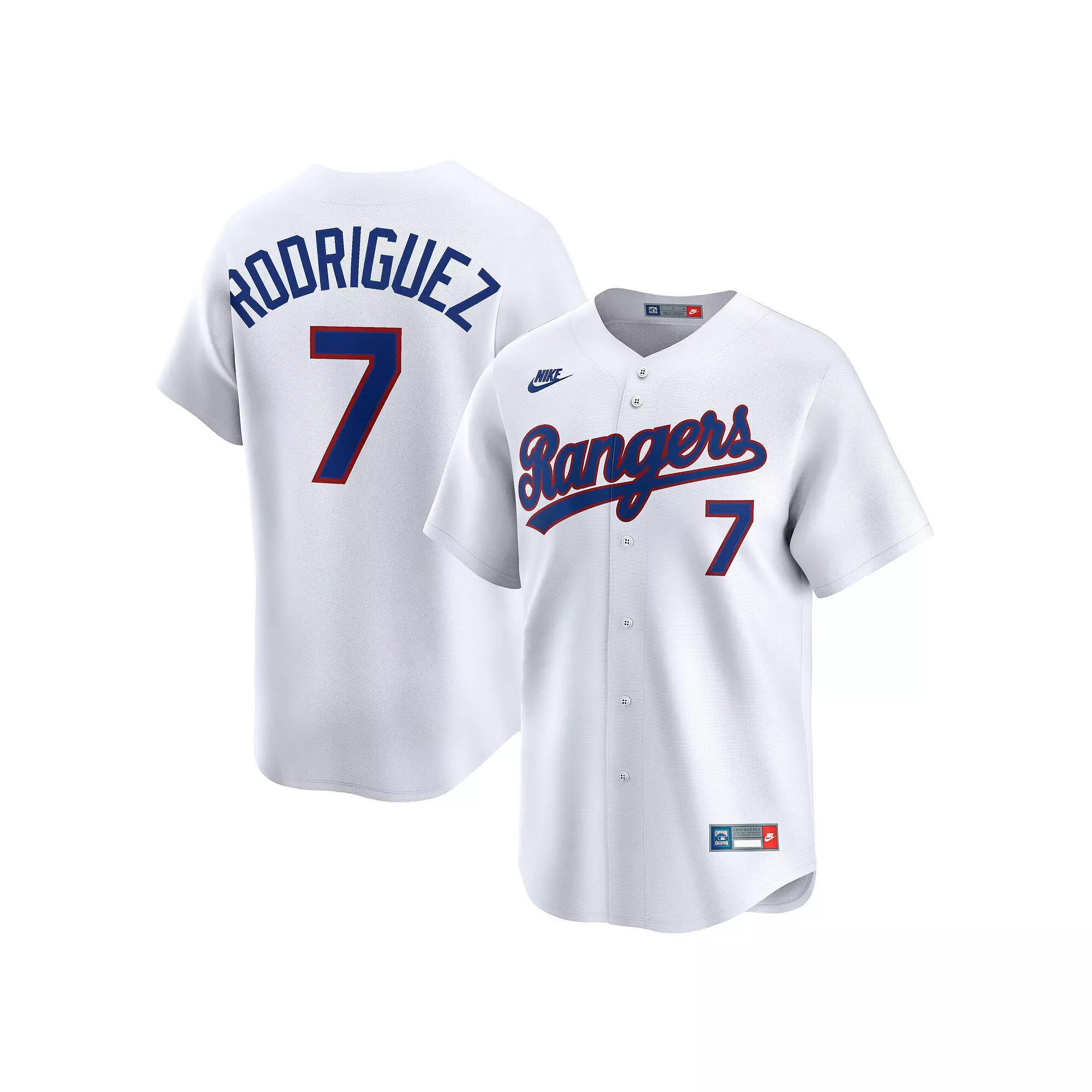 Men's Nike Ivan Rodriguez White Texas Rangers Throwback Cooperstown Collection Limited Jersey, Size: Large Product Image