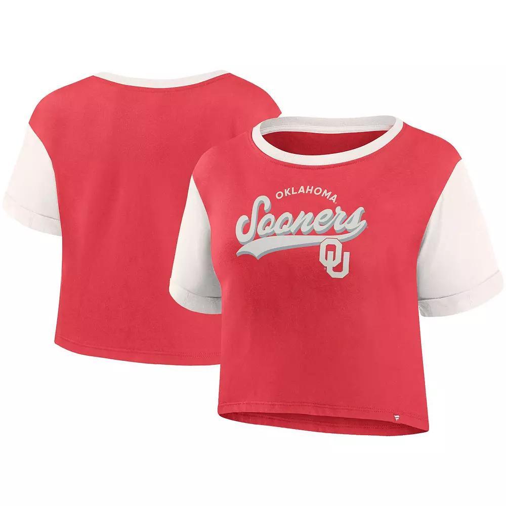 Women's Fanatics Crimson Oklahoma Sooners Color-Block Script Tail T-Shirt, Size: Small, Red Product Image