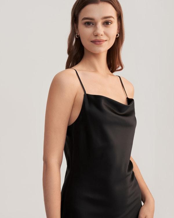 Elegant Alluring Cowl Neck Silk Dress Product Image