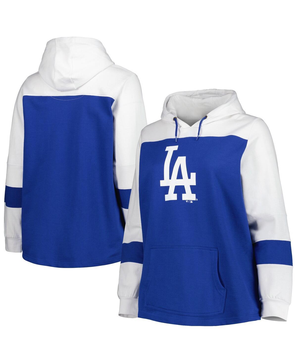Women's Royal Los Angeles Dodgers Plus Size Colorblock Pullover Hoodie, Size: 2XL, Blue Product Image