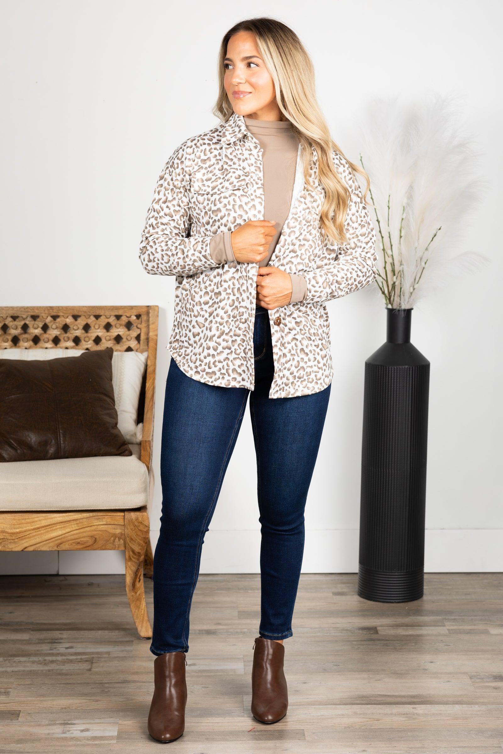 Leopard Lightweight Shacket With Front Pockets Product Image