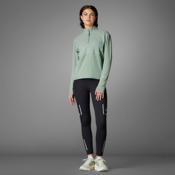 adidas Ultimate Hi Vis Reflective 1/2-Zip Top Silver Green S Womens Product Image
