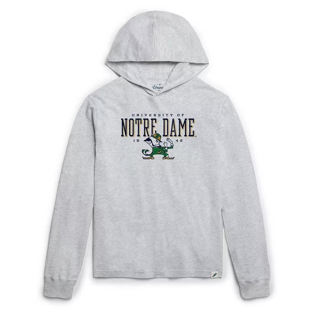 Men's League Collegiate Wear Ash Notre Dame Fighting Irish Team Stack Tumble Long Sleeve Hooded T-Shirt, Size: XL, Black Product Image