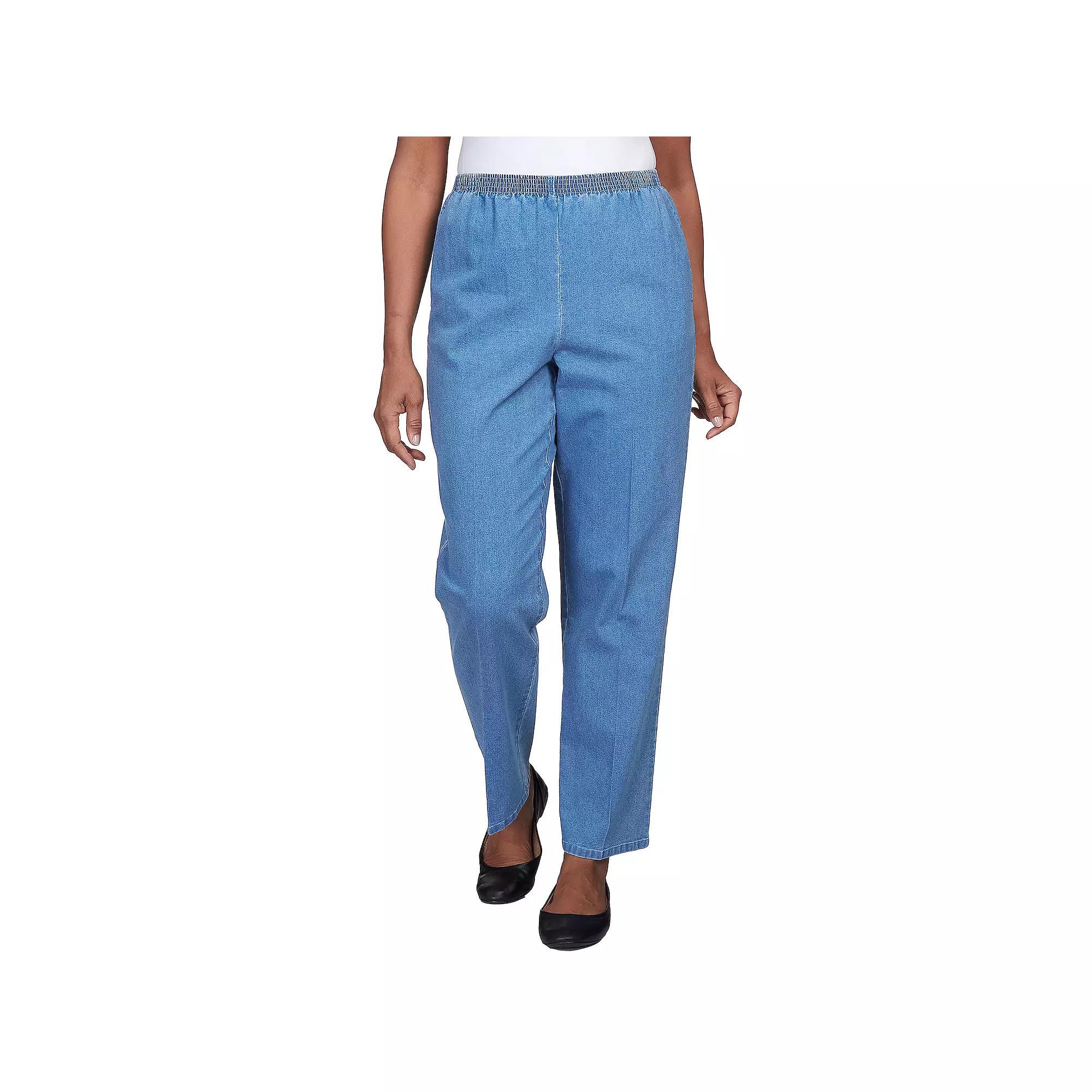 Petite Alfred Dunner Elastic Waist Denim Pants, Women's, Size: 16 Petite, Medium Blue Product Image