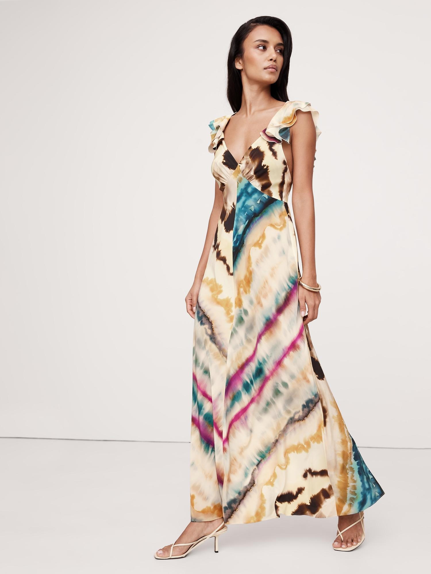 Matte Silk Open-Back Maxi Dress Product Image