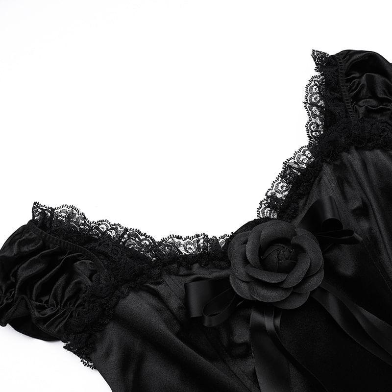 Off Shoulder Corset Waist Sheer Mini A-Line Dress Product Image
