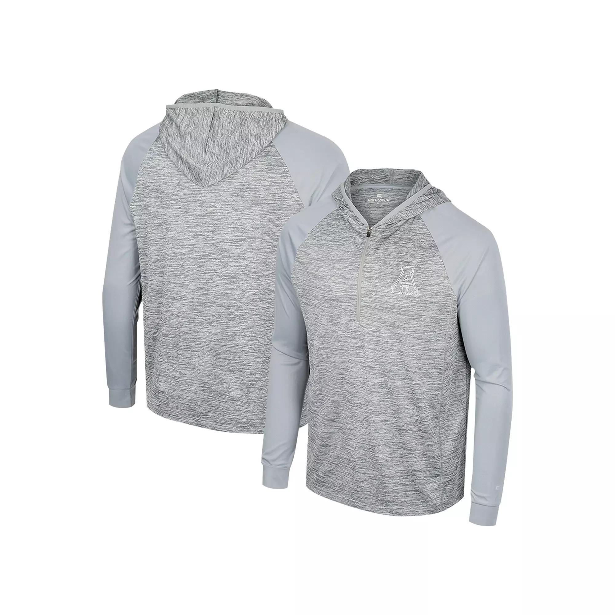 Men's Colosseum Gray Appalachian State Mountaineers Cybernetic Raglan Quarter-Zip Hooded Top, Size: Medium, App Grey Product Image