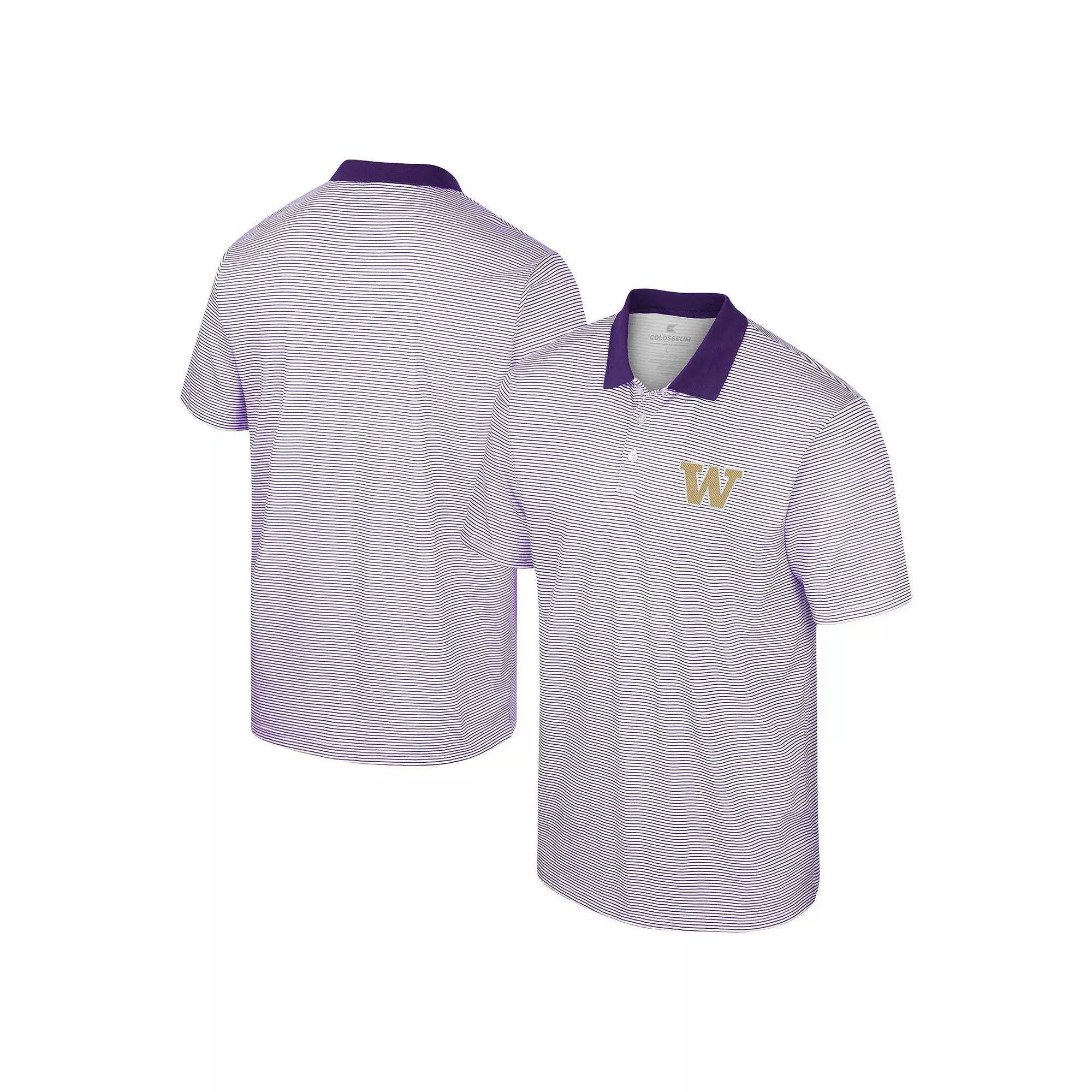 Mens Colosseum /Purple Washington Huskies Print Stripe Polo Product Image
