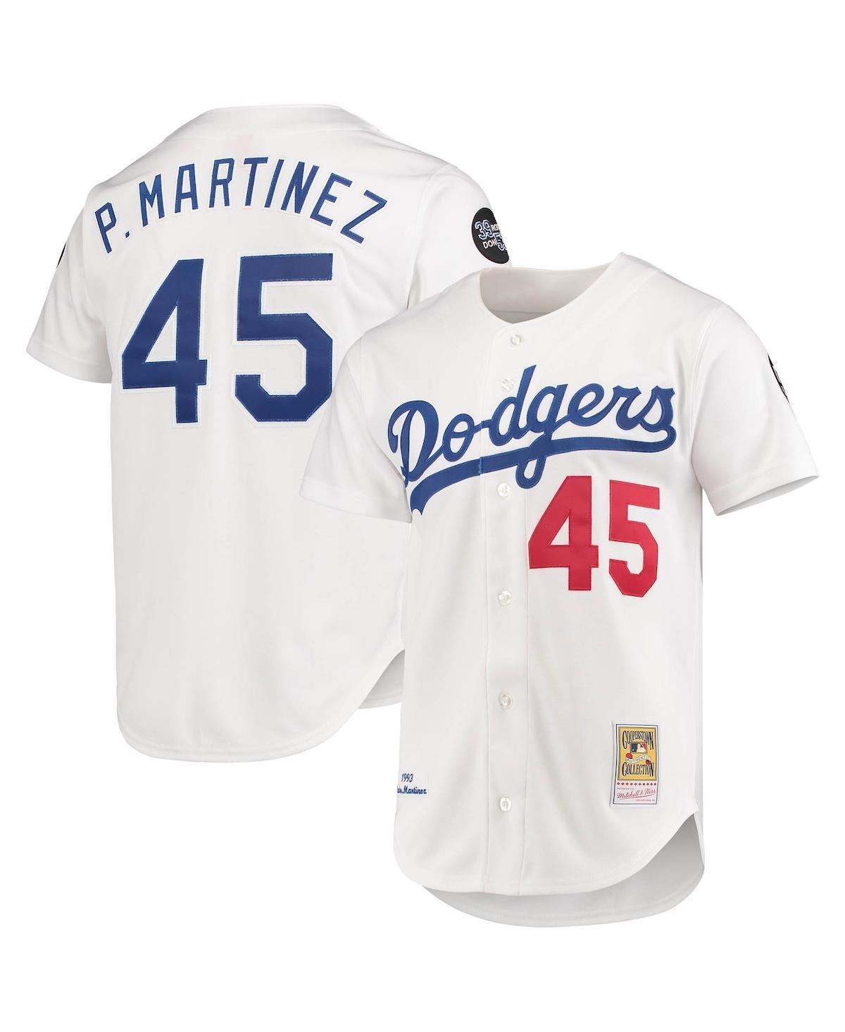 Men's Mitchell & Ness Pedro Martinez White Los Angeles Dodgers 1993 Cooperstown Collection Home Authentic Jersey, Size: 44 Product Image