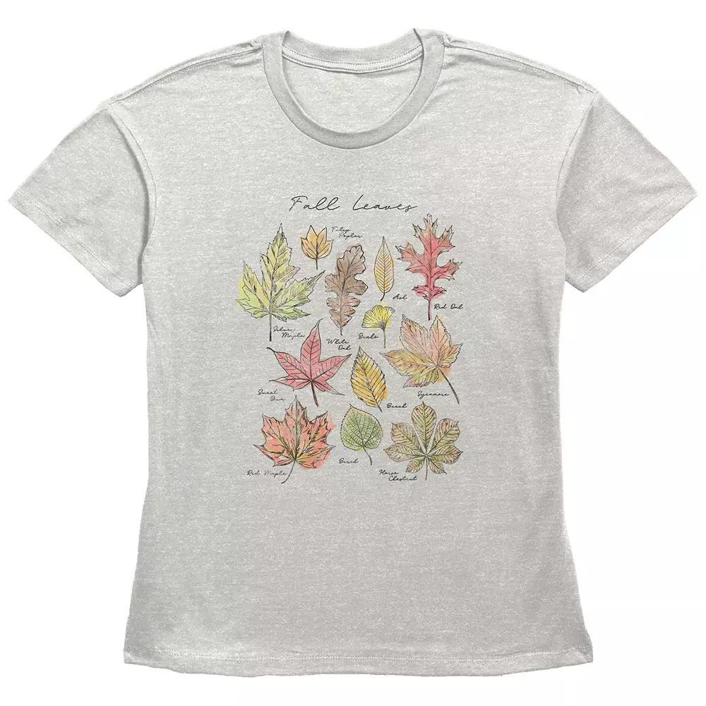 Women's Fall Leaves Graphic Tee, Size: Large, Oatmeal Product Image