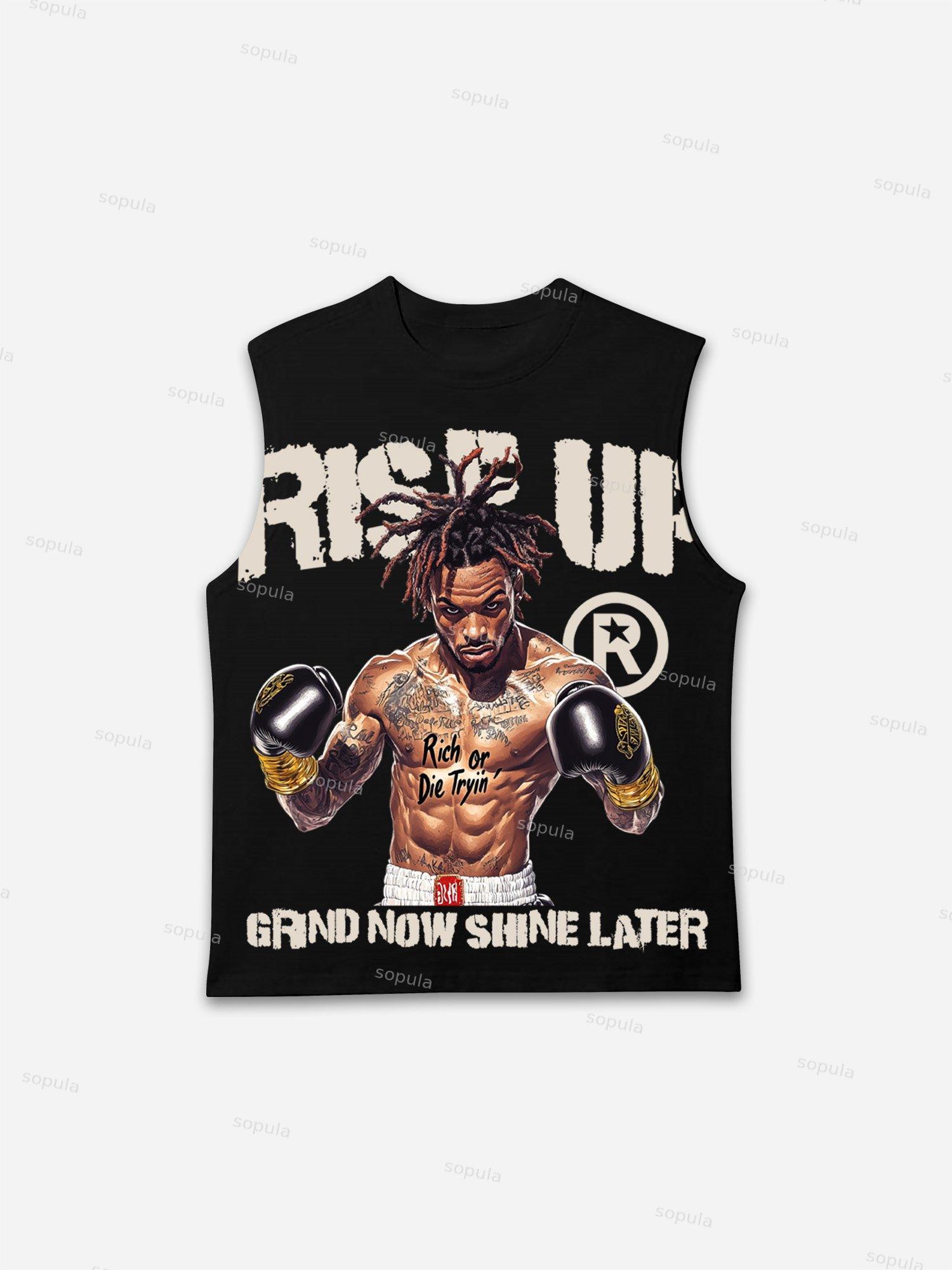 Rise Up Street Boxer Retro Graphic Tank Top Product Image