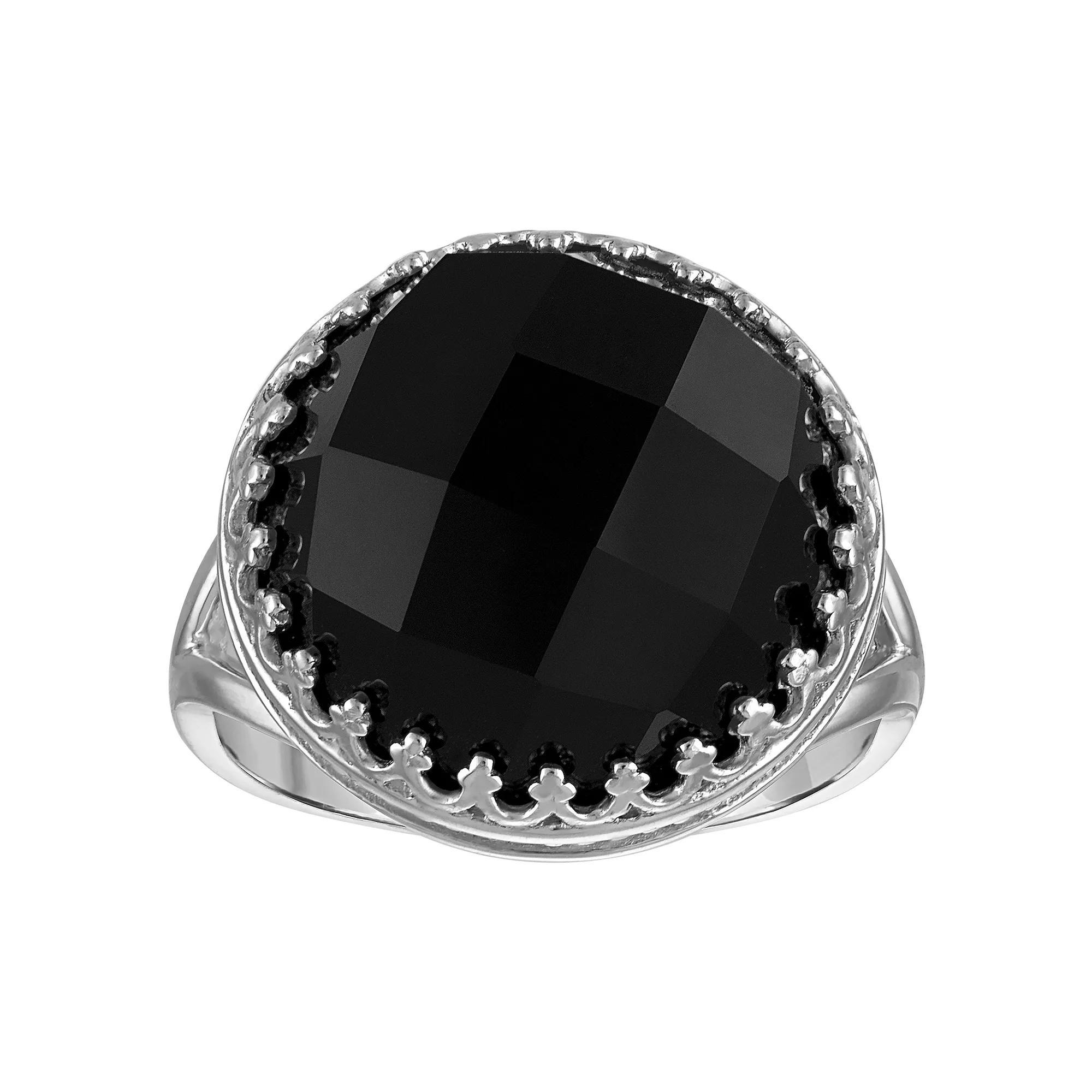 Designs by Gioelli Sterling Silver Black Onyx Crown Ring, Women's, Size: 7 Product Image