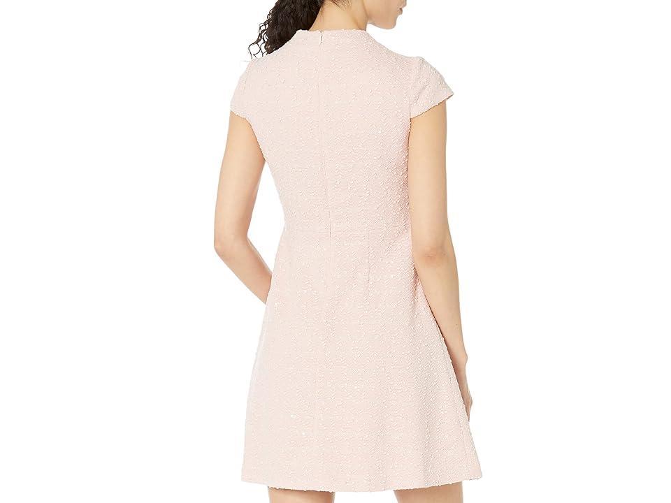 Vince Camuto Boucle Knit Cap Sleeve Fit-and-Flare (Blush) Women's Clothing Product Image