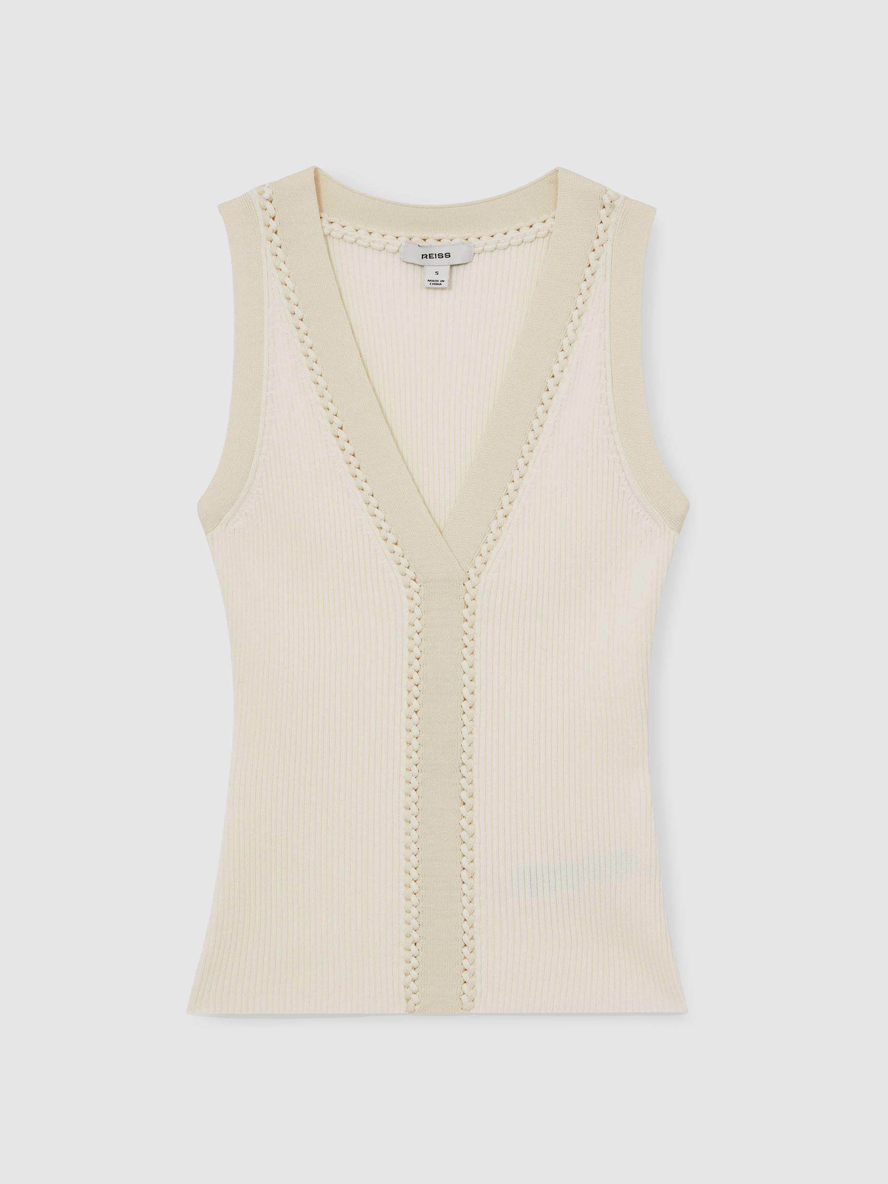Craft-Stitch Rib-Knit Vest in Ivory/Ecru Product Image