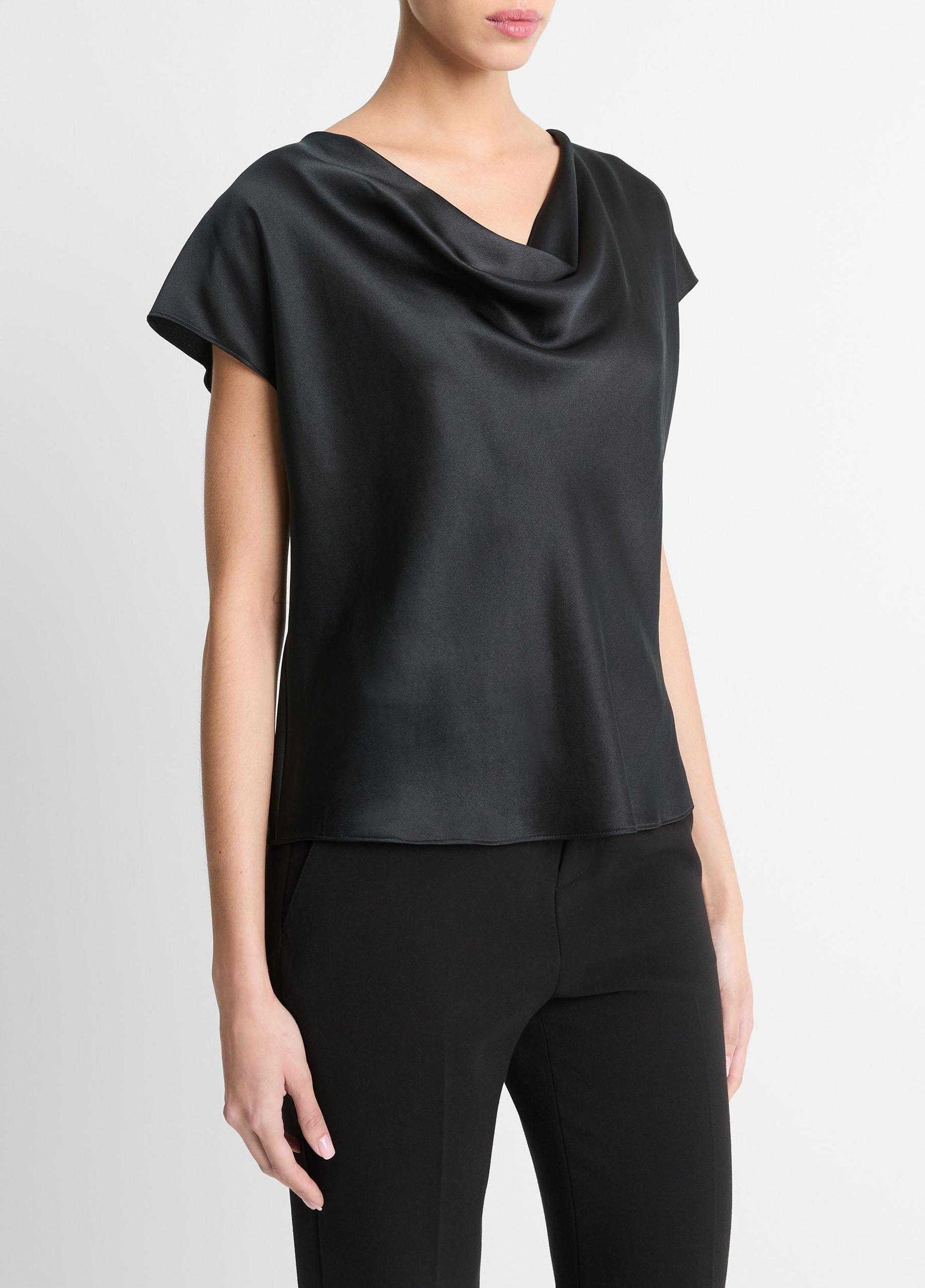 Womens Silk Cowl-Neck Blouse, Off White, Size XL Vince Product Image