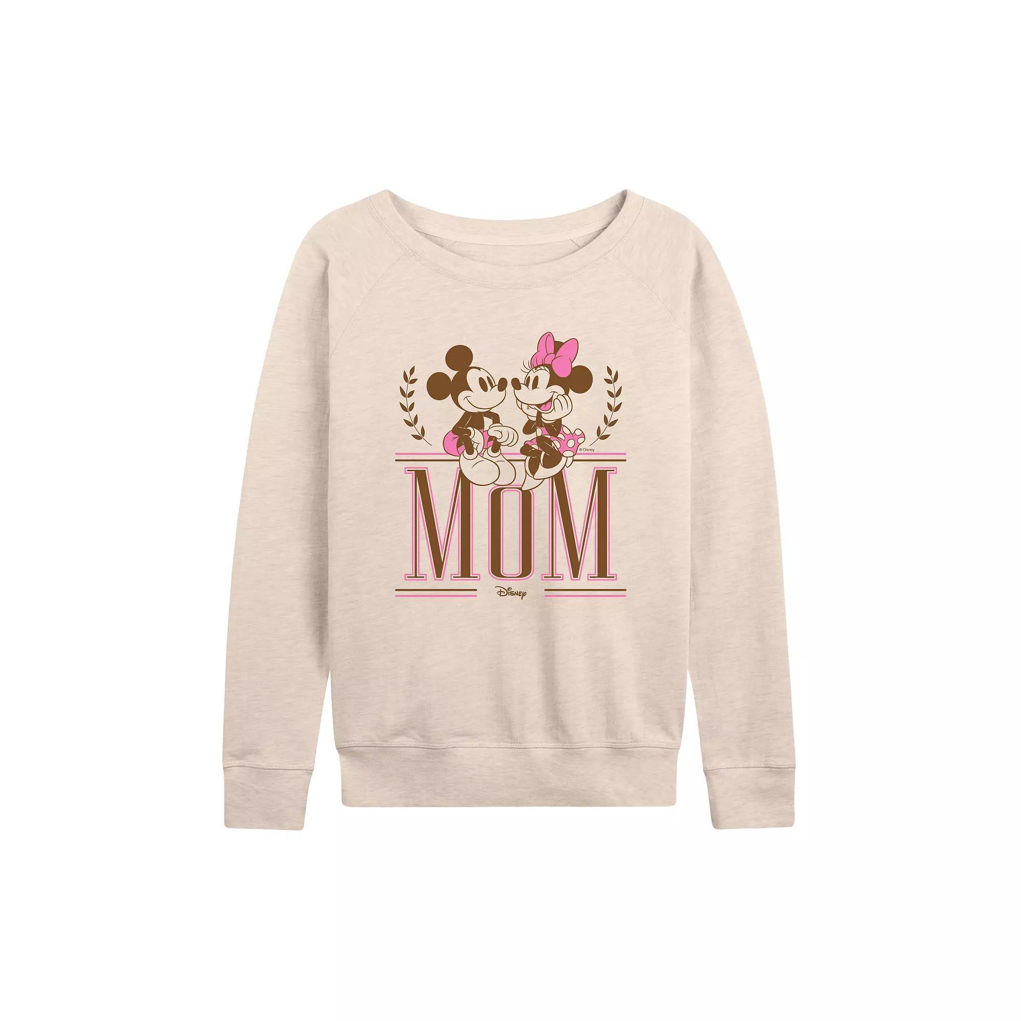 Disneys Mickey & Minnie Mouse Womens Mom Collegiate French Terry Long Sleeve Tee Product Image