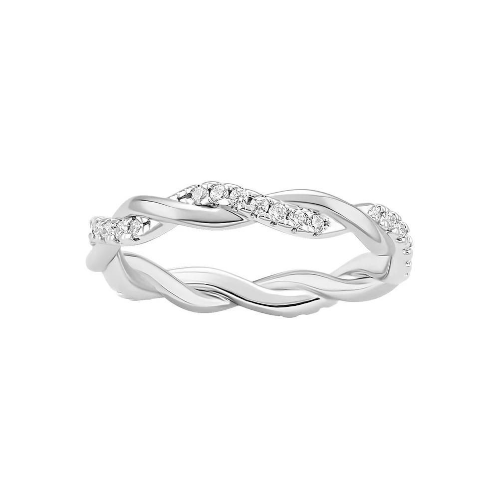 PRIMROSE Cubic Zirconia Twisted Band Ring, Women's, Size: 7, Two Tone White Product Image