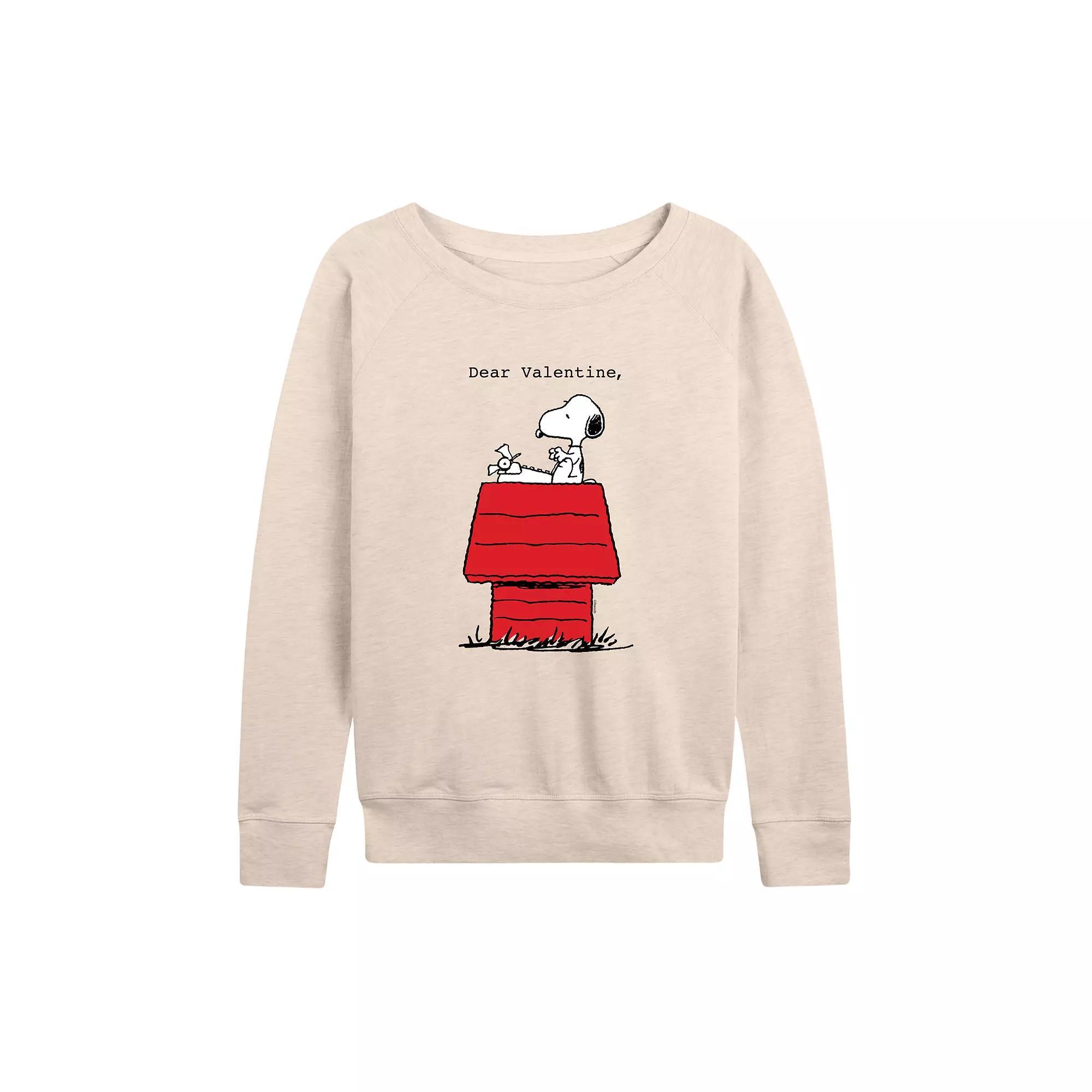 Womens Peanuts Dear Valentine Snoopy French Terry Long Sleeve Tee Product Image
