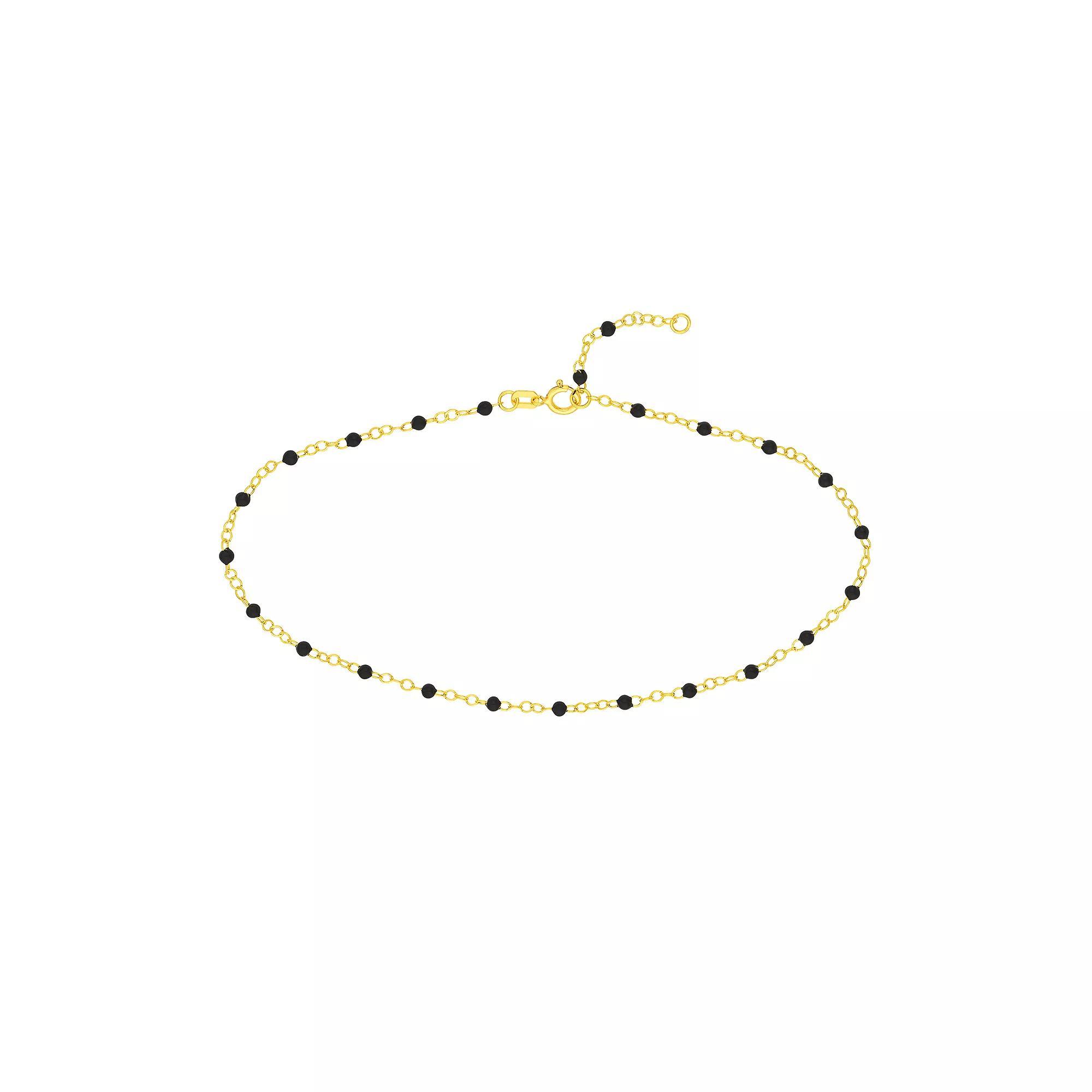 Color Romance 14k Gold Colored Enamel Bead Adjustable Anklet, Womens Product Image