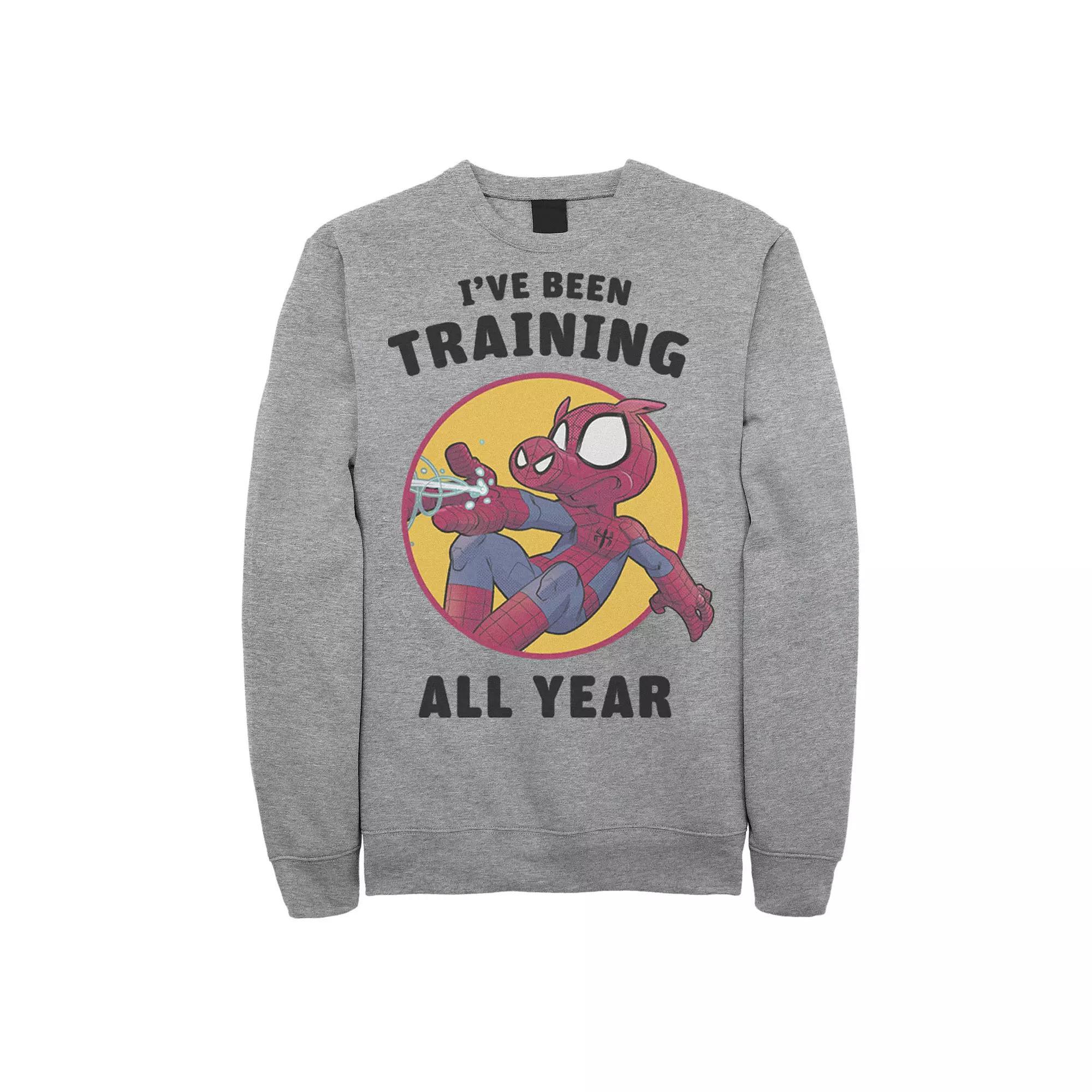 Men's Marvel Spider-Ham I've Been Training All Year Sweatshirt, Size: XXL, Athletic Grey Product Image