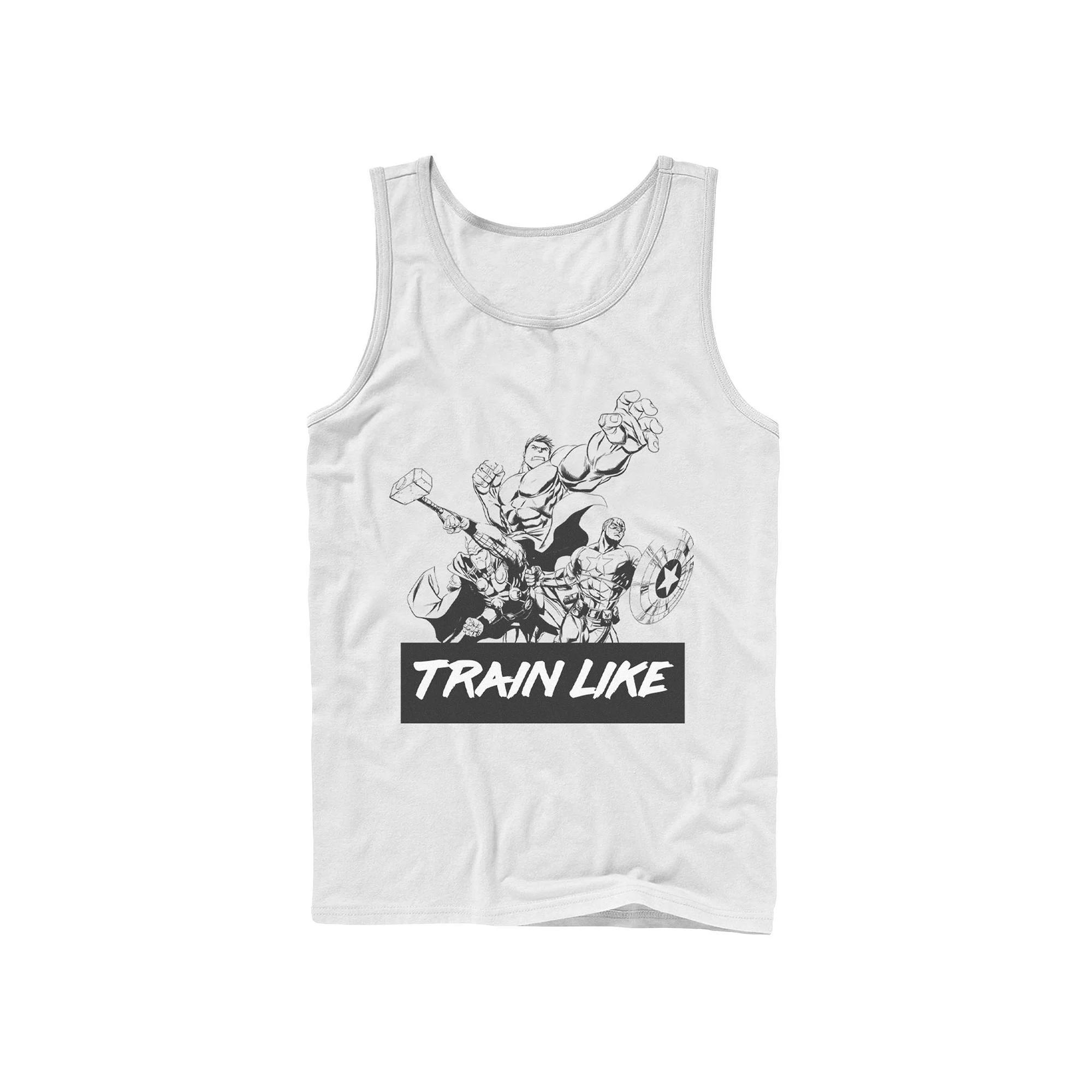 Men's Marvel Train Like The Avengers Outline Portrait Tank Top, Boy's, Size: Large, White Product Image